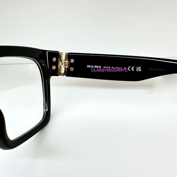MIU MIU Womens Eyeglasses Black Square Full Rim frames 52-19mm Rx-able Womens